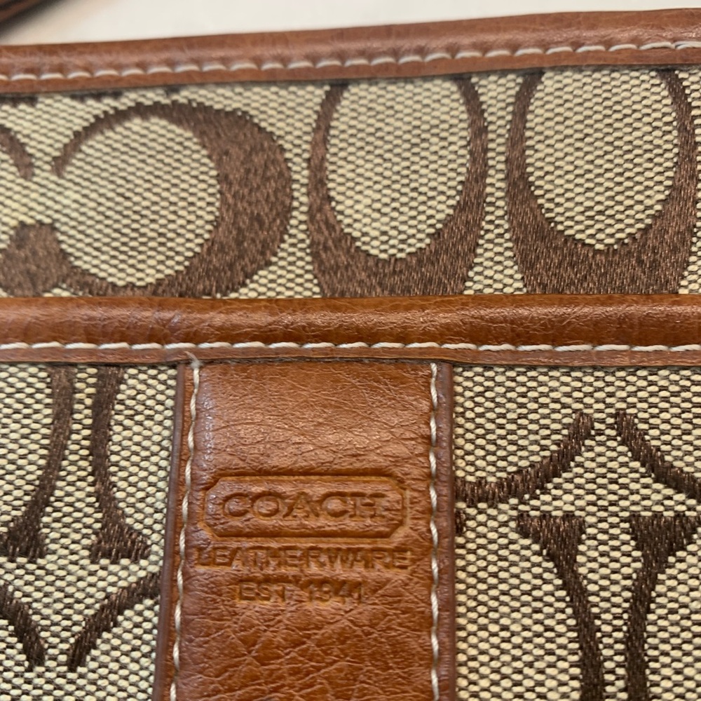 Coach Brown Logo Swingback Crossbody Bag Jacquard Leather - Picture 5 of 10